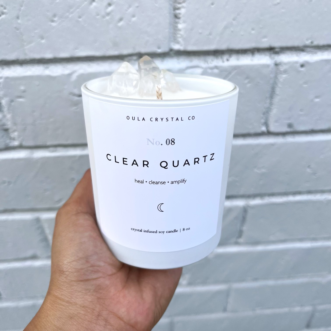 Clear Quartz Crystal Candle 