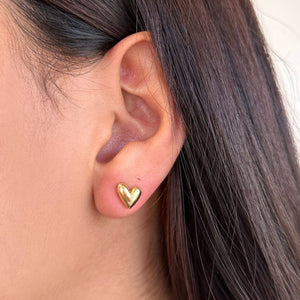 Dainty Gold Heart Stud Earrings