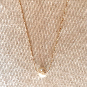 Floating White Pearl Gold Necklace