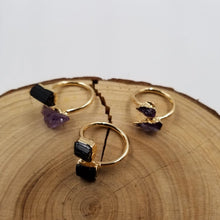 Natural Black Tourmaline Amethyst Adjustable Ring