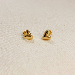 Dainty Gold Heart Stud Earrings