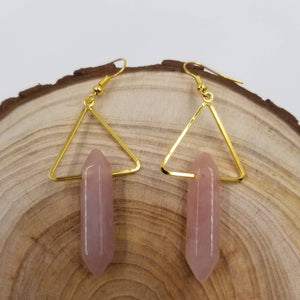 Triangular Quartz Natural Healing Stone Earrings