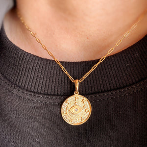 Gold Evil Eye Protection Pendant