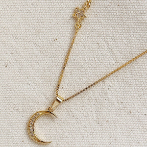 Gold Moon and Star Necklace