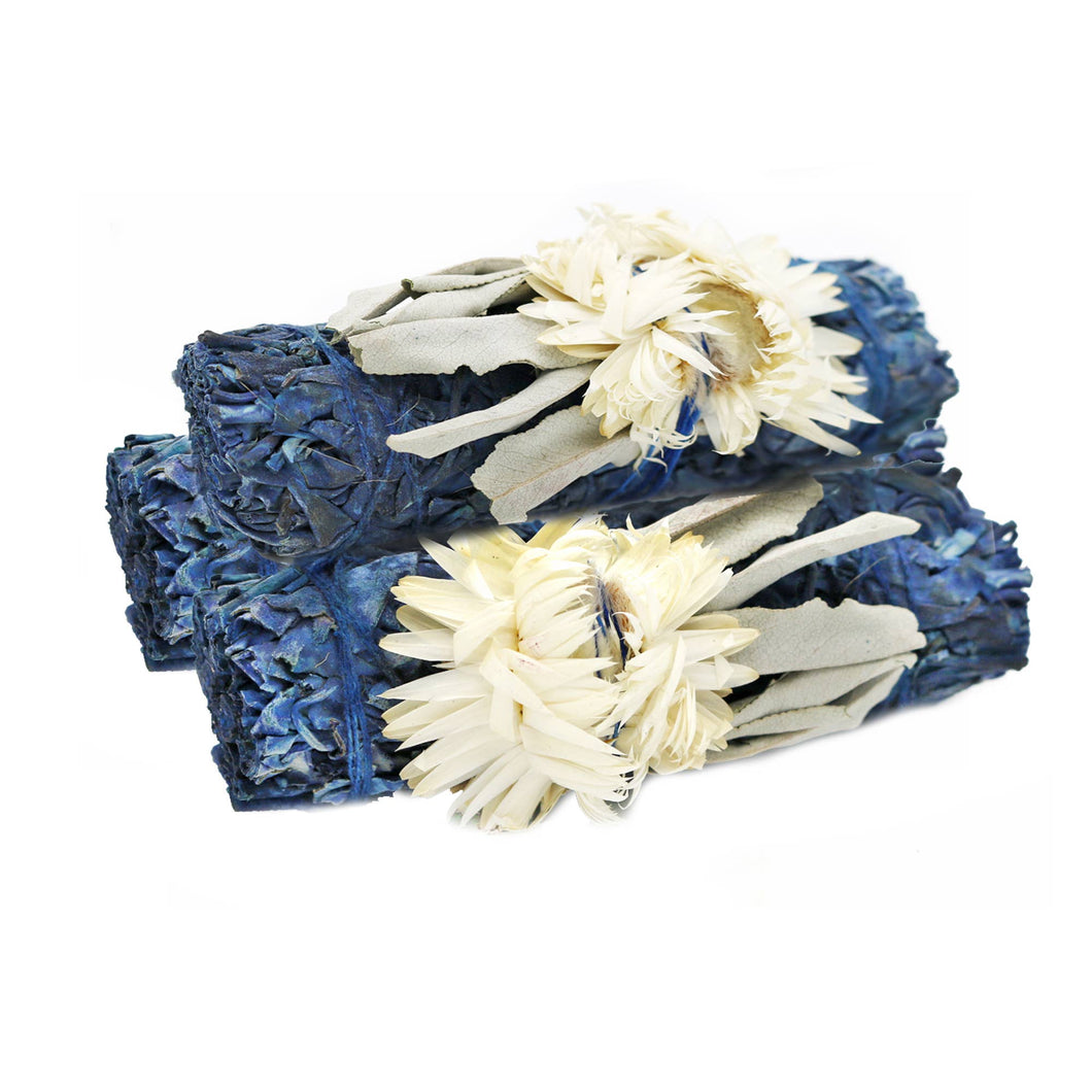 'Blue Moon' Floral White Sage Stick