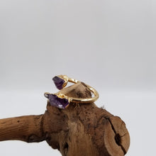 Natural Black Tourmaline Amethyst Adjustable Ring