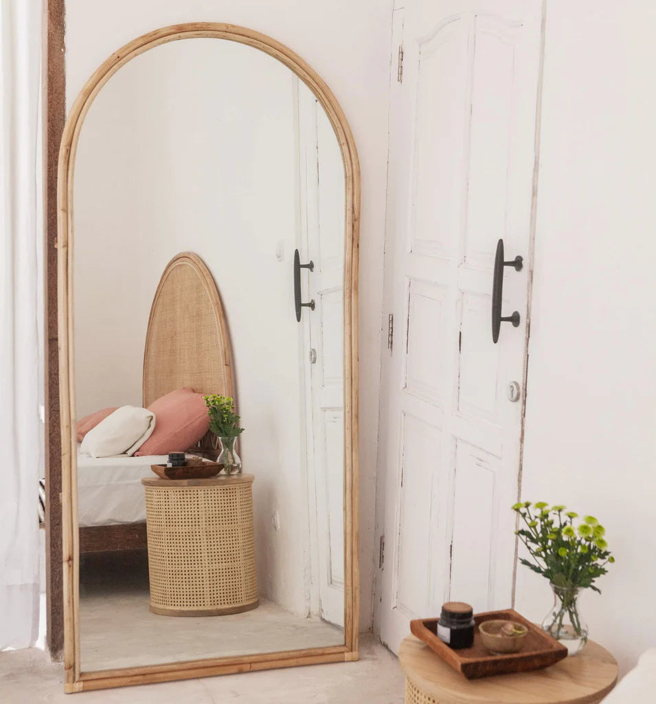 Rattan Arch Leaning Mirror