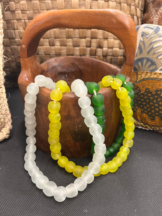 Ghana Glass Bead Necklace - Yellow