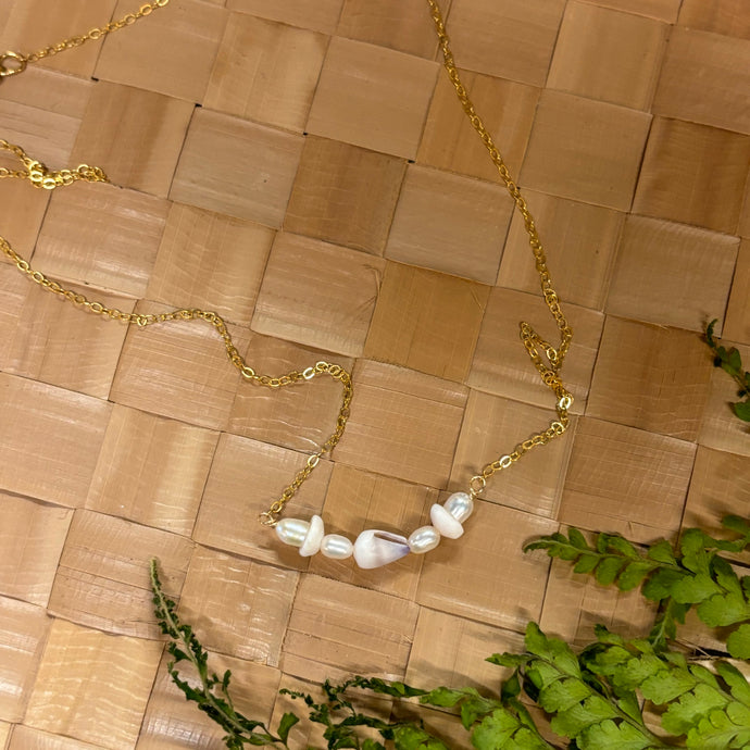 Driftwood Dreams - Cone Shell + Pearl Necklace