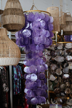 Long Purple Capiz Chandelier