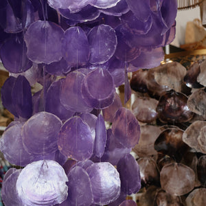 Long Purple Capiz Chandelier