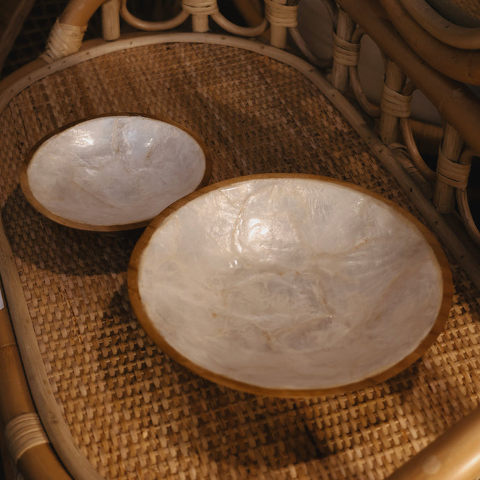 Capiz Shell Wooden Bowl