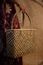 Handmade Tahitian Checkered Lauhala Woven Tote