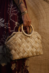 Lauhala Bag with Wooden Handle