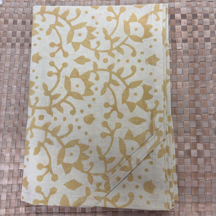 Block Print Tea Towel - Yellow Floral