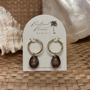 Driftwood Dreams - Cowrie Shell Thick Hoops