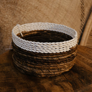 Woven Natural & White Basket