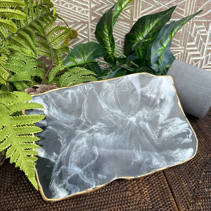 Rectangle Faux Black Marble Tray