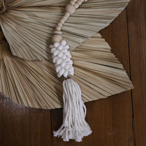 Wooden Beaded Shell Tassel Decor