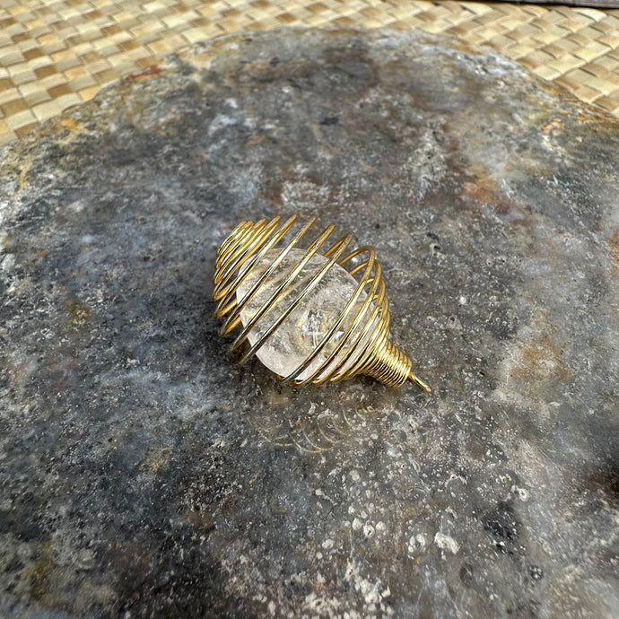Spiral Crystal Cage Pendant