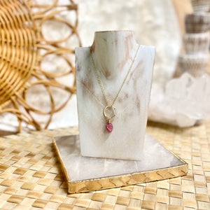Beach Girl Jewels - Gold Filled Raw Pink Tourmaline Necklace