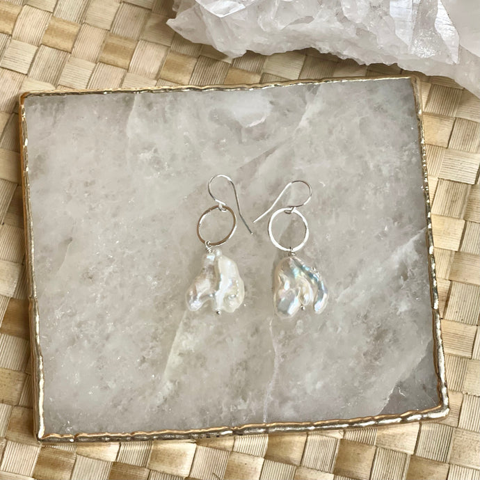Beach Girl Jewels - Keshi Pearl Dangle Earrings Sterling Silver