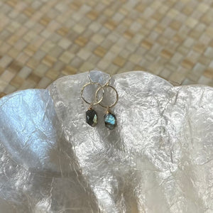 Beach Girl Jewels - Labradorite Dangle Hoop Earrings
