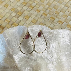 Beach Girl Jewels - Raw Pink Tourmaline Teardrop Earrings