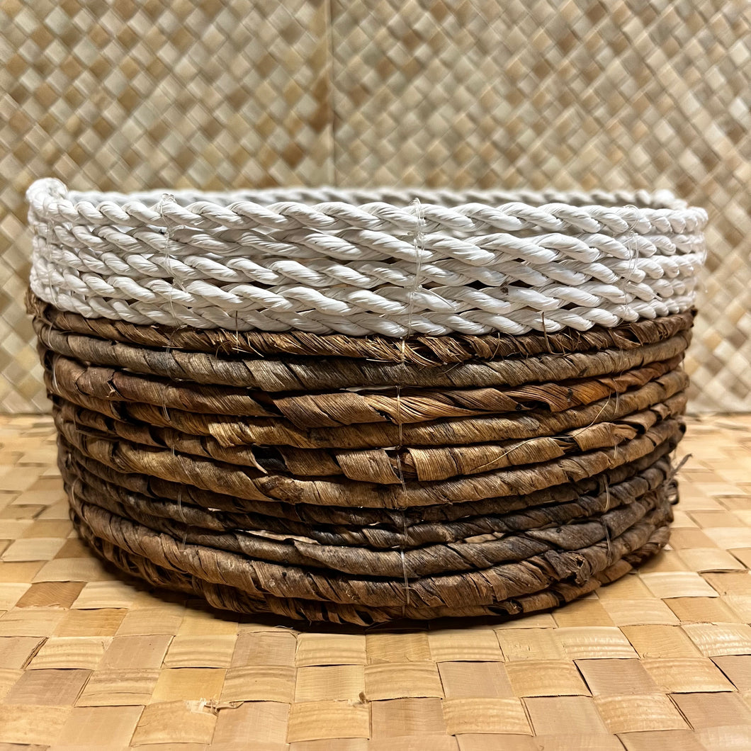 Woven Natural & White Basket