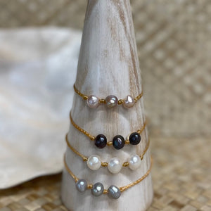Beach Girl Jewels - Freshwater 3 Pearl Woven Bracelet