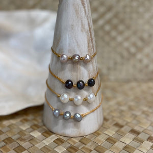 Beach Girl Jewels - 3 Pearl Woven Anklet