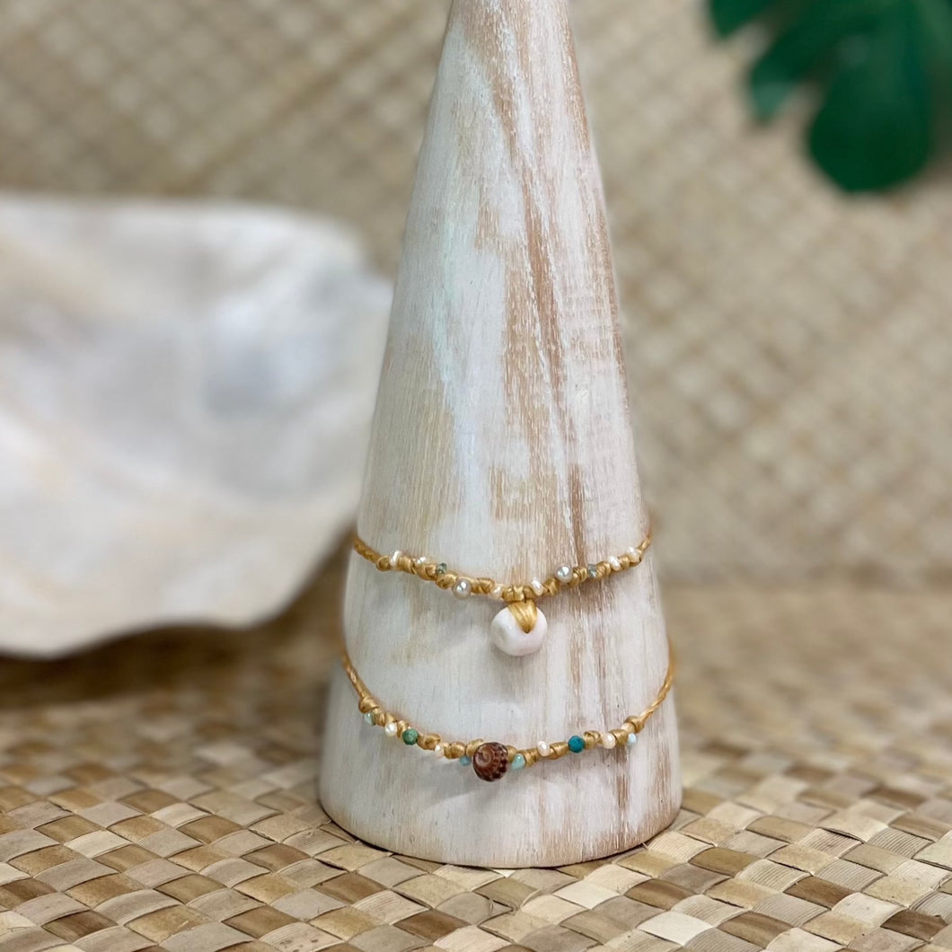Beach Girl Jewels - Beaded Woven Shell Anklet