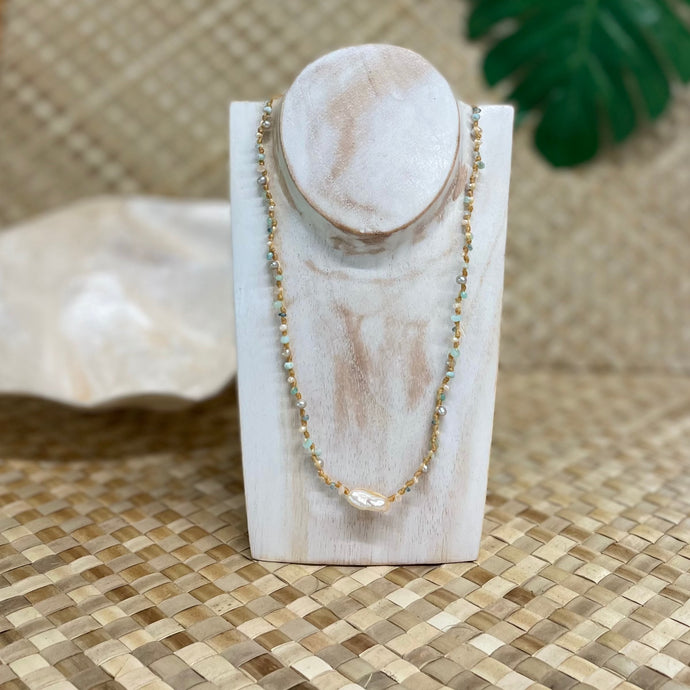 Beach Girl Jewels - Keshi Pearl Beaded Woven Necklace