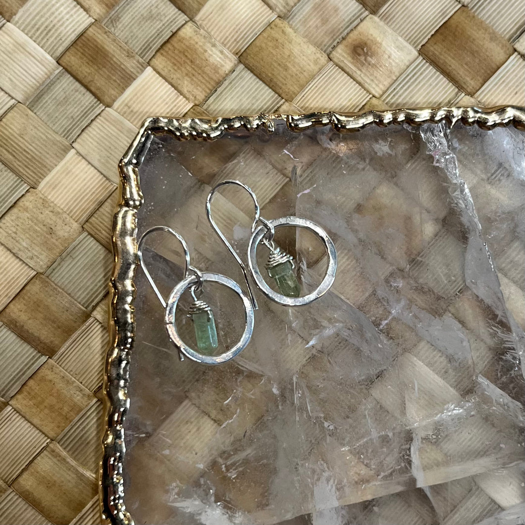 Beach Girl Jewels- Green Tourmaline Circle Hoop Earrings