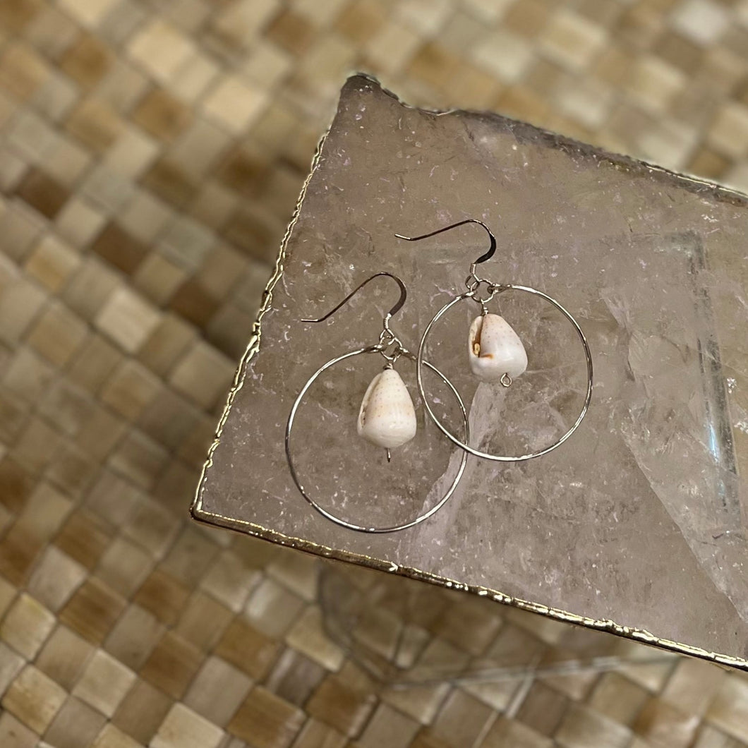 Emakai - Silver Cone Shell Hoop Earrings
