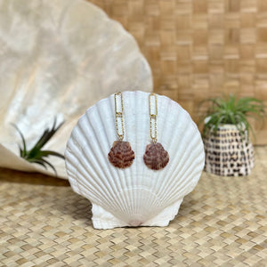 Driftwood dreams- Tiger Shell Chain Link Earrings