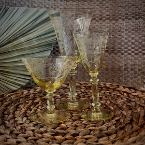 Vintage Etch Wine/Cocktail Glass