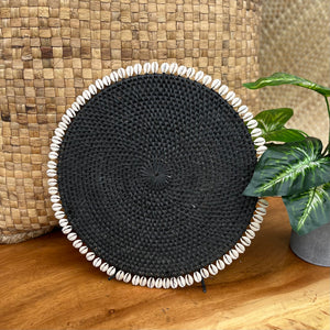 Rattan Placemat With Shell - Black