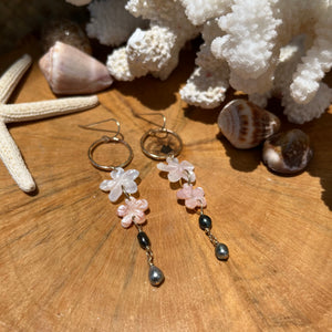 21 Degree North- Akala Flower Pearl Dangle Earrings