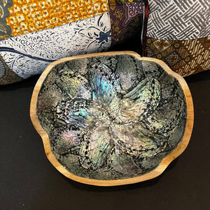 Abalone & Wooden Flower Bowl