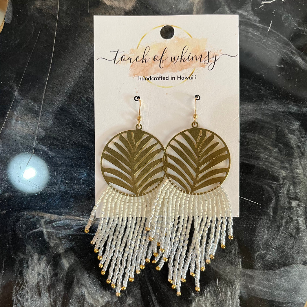 Touch of Whimsy - Palm leaf with white beads