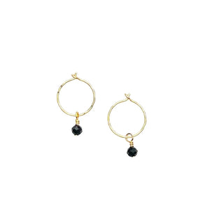 Noelani Hawaii Jewelry - Itsy Bitsy Black Spinel Hoop Earrings