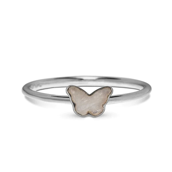 Butterfly Rainbow Moonstone Silver Ring