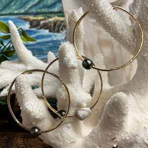 Washed up Jewelry- Tahitian Pearl Gold Bangle- 8"