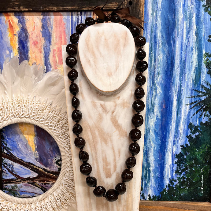 Kukui Nut Shell Lei - Brown