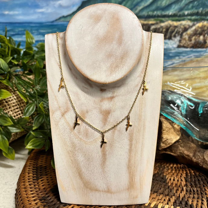 Washed up Jewelry- Solid 14k Gold Iwa Bird Necklace