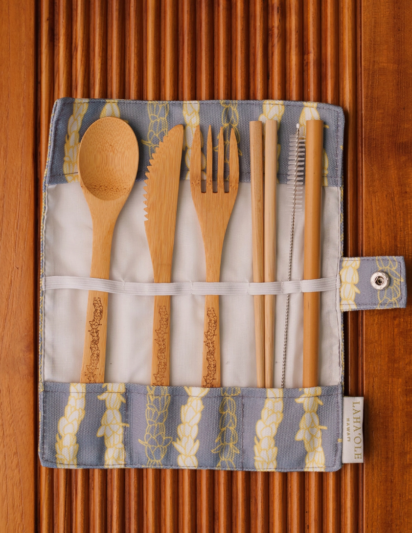 Lahaʻole - Pikake Lei Bamboo Cutlery Set