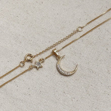 Gold Moon and Star Necklace