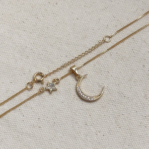 Gold Moon and Star Necklace