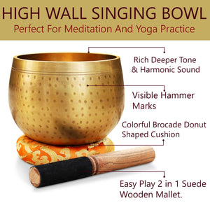 Tibetan Gong Meditation Singing Bowl Complete Set: Medium